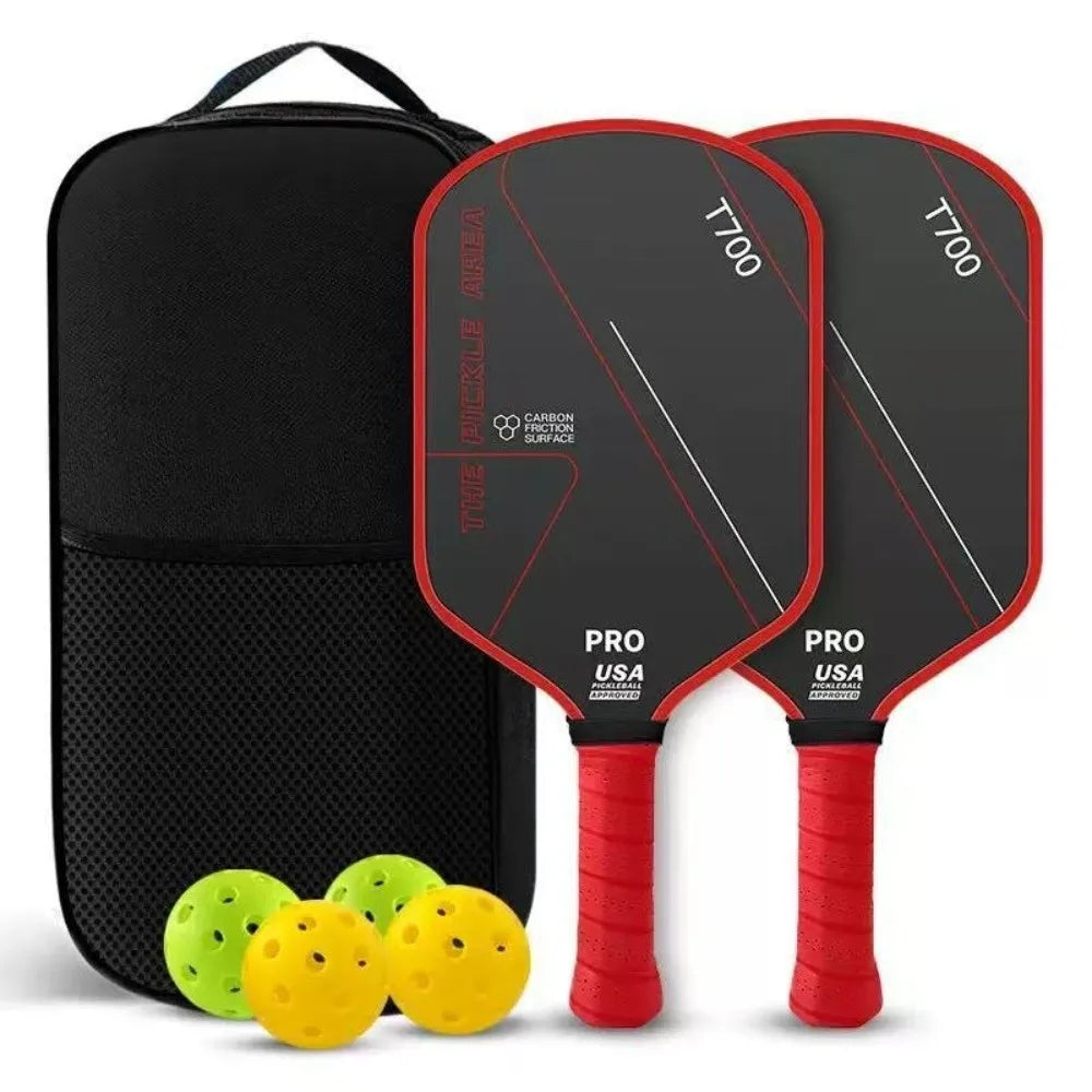 Red pickleball starter pack - 2 paddles, 4 balls, carry bag