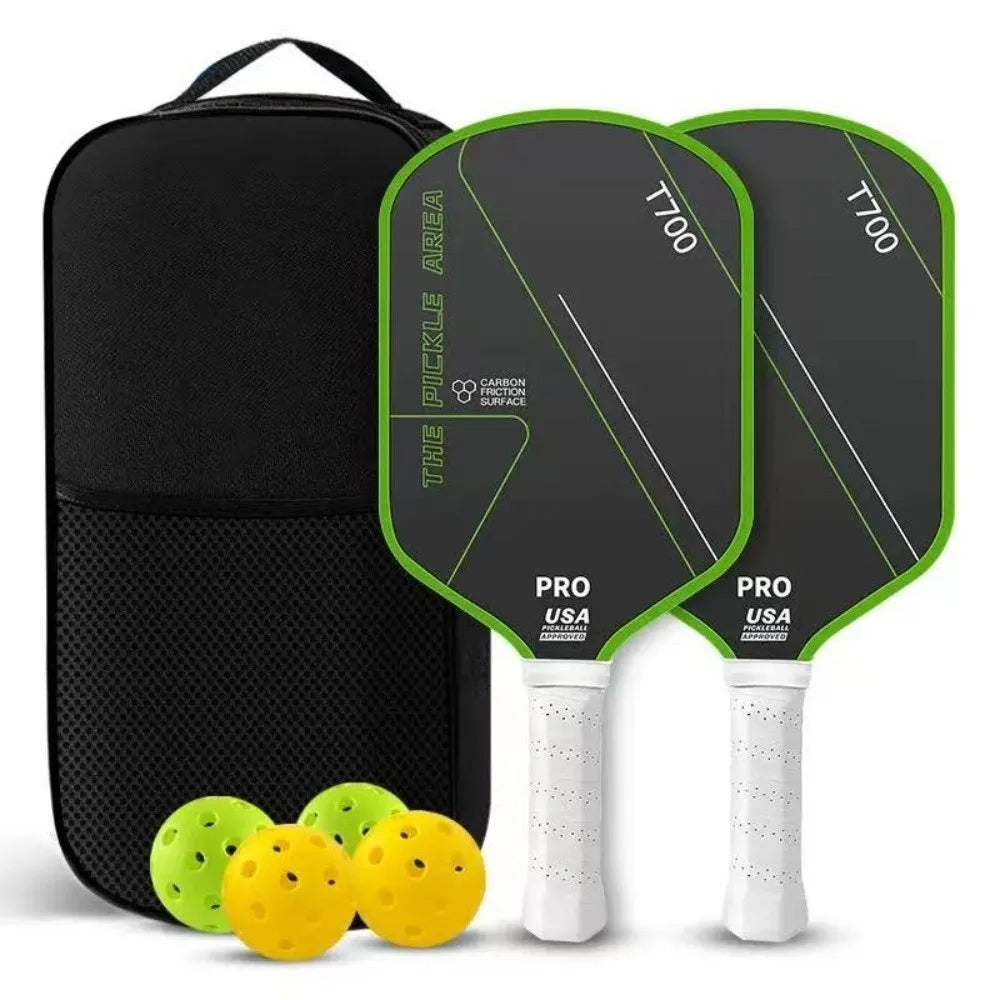 Green pickleball starter pack - 2 paddles, 4 balls, carry bag